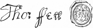 AUTOGRAPH OF THOMAS FELL.