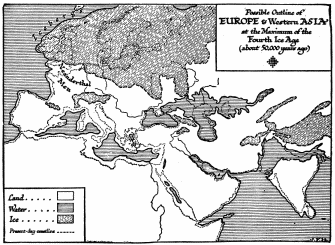 This Map Represents the Present State of Our Knowledge of the Geography of Europe And Western Asia at a Period which We Guess to be about 50,000 Years Ago, the Neanderthaler Age.  Much of this map is of course speculative, but its broad outlines must be fairly like those of the world in which men first became men.