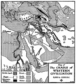 Map of The CRADLE of WESTERN CIVILIZATION  6,000 to 4,000 B.C.  J.F.H.