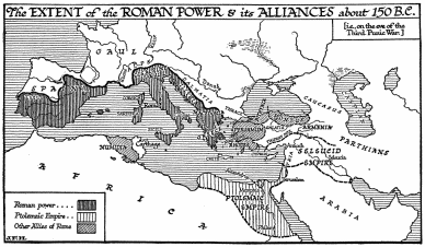 The EXTENT of the ROMAN POWER & its ALLIANCES about 150 B.C.