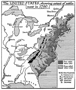 The UNITED STATES, showing the extent of settlement in 1790.