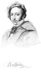 Portrait of Rossini with a Signature  Engraved by J. Brown, from a Sketch taken at Naples, 1820.