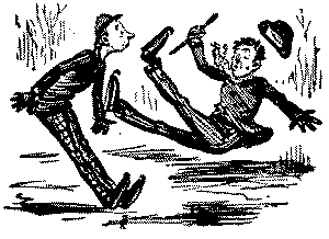 Men ice skating.