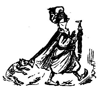 Dog tearing an oriental robe.