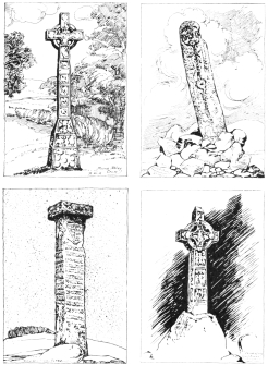 CROSSES OF CLONMACNOIS, DONEGAL, SLANE, AND MOONE ABBEY.