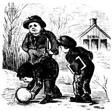 boys rolling snowball