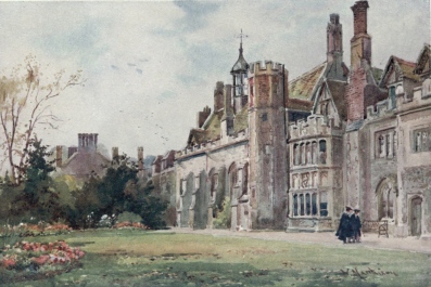 PETERHOUSE FROM THE FELLOWS’ GARDEN  On the right is the Combination Room (1460), while farther back in the picture is the Hall, a continuation of this range of most ancient and picturesque buildings.