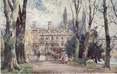 CLARE COLLEGE AND BRIDGE FROM THE AVENUE  King’s College Chapel is seen through the trees.