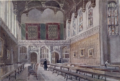 THE HALL OF KING’S COLLEGE  This was built by Wilkins 1824-28. On the walls are several portraits by Sir Hubert Herkomer, R.A.