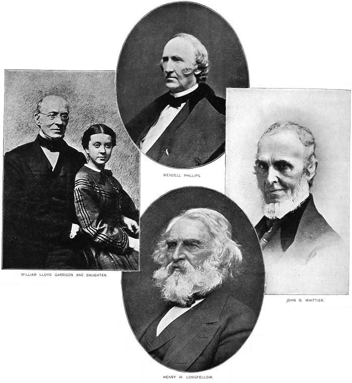 WILLIAM LLOYD GARRISON AND DAUGHTER,    WENDELL PHILLIPS, HENRY W. LONGFELLOW, AND JOHN G. WHITTIER