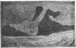 Exercise No. 5.—Reclining, bring right leg up, clasping hands over knee and pulling leg up as far as possible.