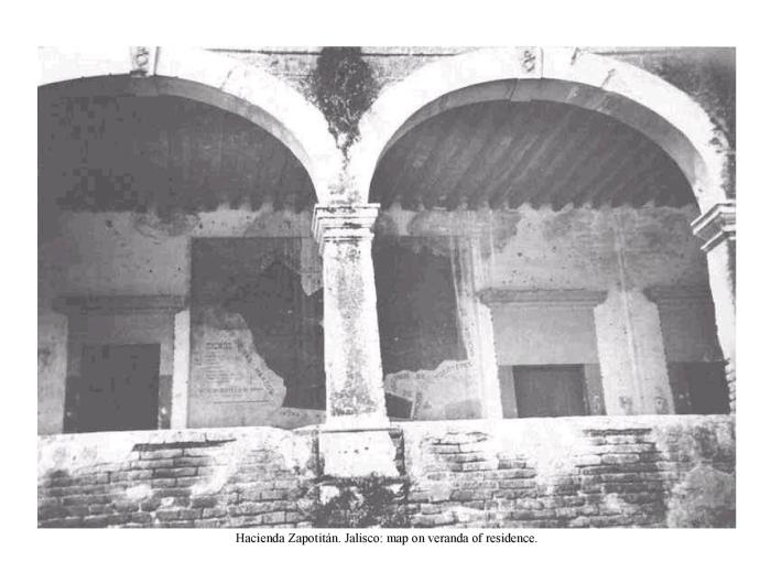 Hacienda Zapotitán, Jalisco: map on veranda of residence.