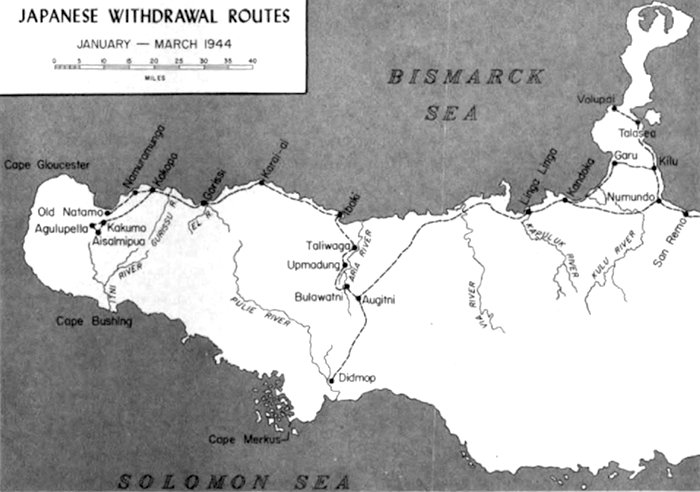 JAPANESE WITHDRAWAL ROUTES JANUARY-MARCH 1944