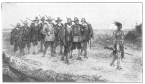 The march of Myles Standish.  From the painting by G. H. Boughton