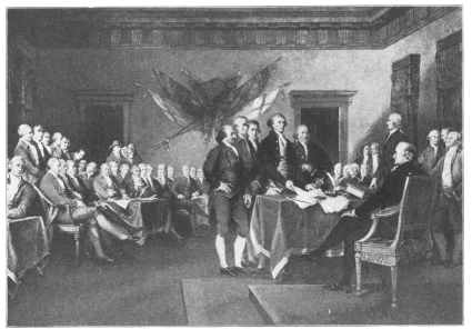 The signing of the Declaration of Independence, that historic document of which Jefferson was the author.