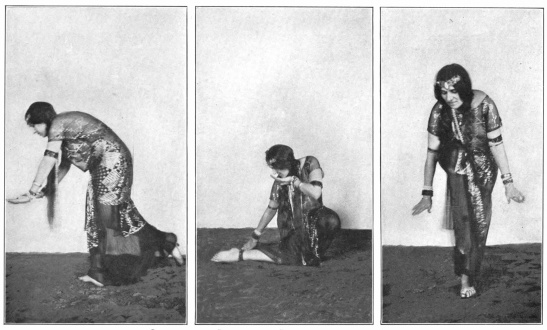 Image not available: Characteristic Pantomime in Dancing of Modern Egypt  By Zourna  Express sorrow (1, 3)—Represents a prayer directed downward and back; i. e., to spirits of evil (2)  To face page 217