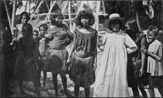 Missionary from a civilized island, and some of her converts