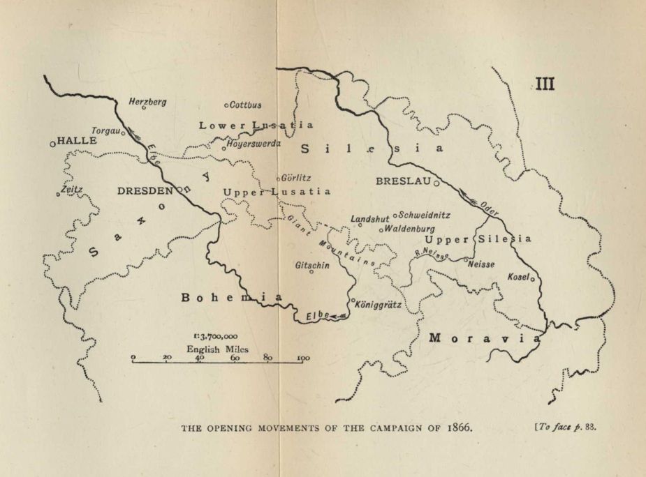 Sketch map 3--THE OPENING MOVEMENTS OF THE CAMPAIGN OF 1866.