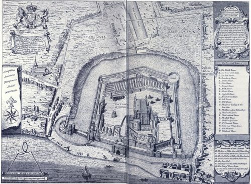 Image unavailable: A True and Exact Draught of the TOWER LIBERTIES, furvey in the Year 1597 by GULIELMUS HAIWARD and J. GASCOYNE.  E. Gardner’s Collection.