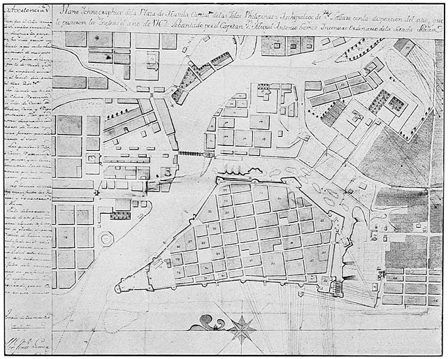 Plan of city of Manila, showing sites occupied by the British in 1762