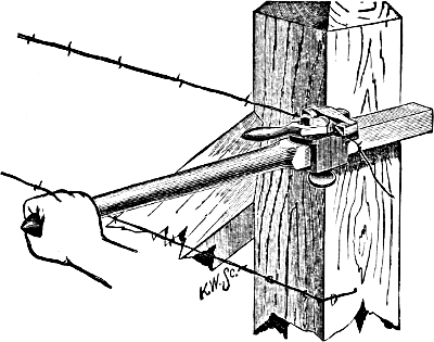 lever and ratchet for tightening wire