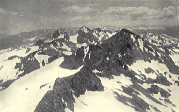 Along the Crest of the High Sierras from the Summit of Mt. Lyell (13,090 feet)