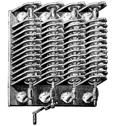 Battery stations.