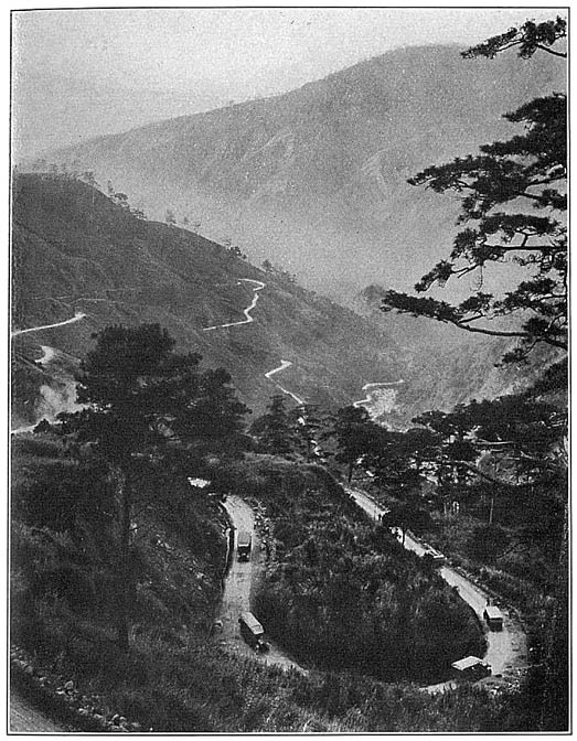 The Baguio Zig-zag coiling upon itself. All the trees are pine trees