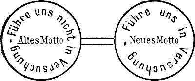 Altes Motto: Führe uns nicht in Versuchung; Neues Motto: Führe uns in Versuchung