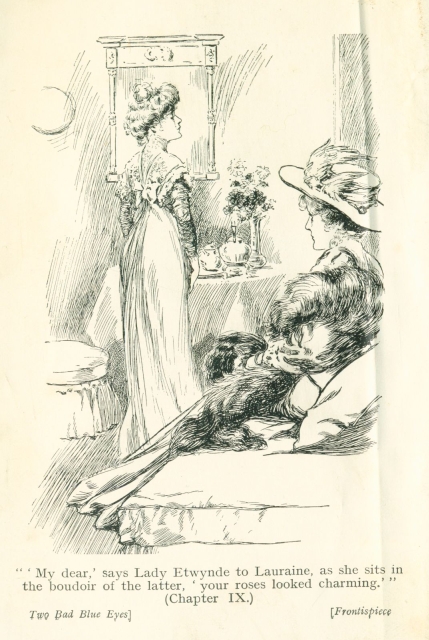 "'My dear,' says Lady Etwynde to Lauraine, as she sits in the boudoir of the latter, 'your roses looked charming.'" (Chapter IX.)