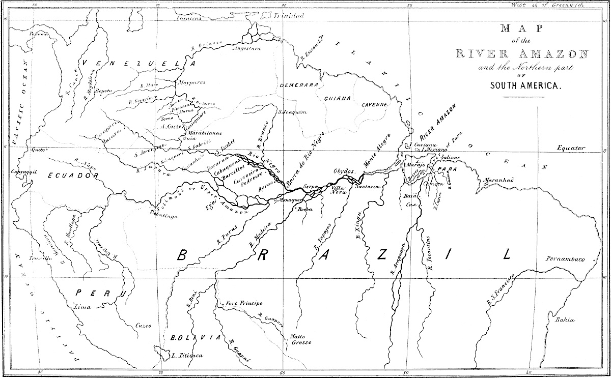 MAP of the RIVER AMAZON and the Northern part       OF SOUTH AMERICA.