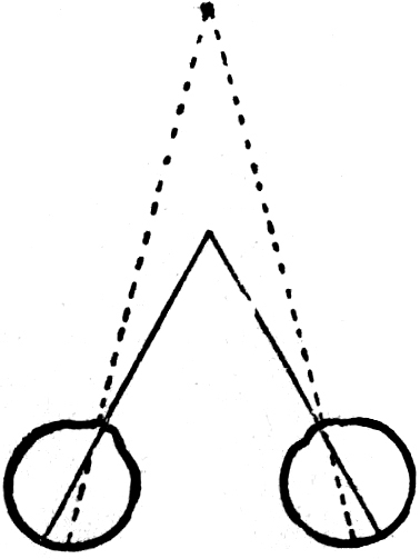 Die Augen fixieren den   näheren Punkt