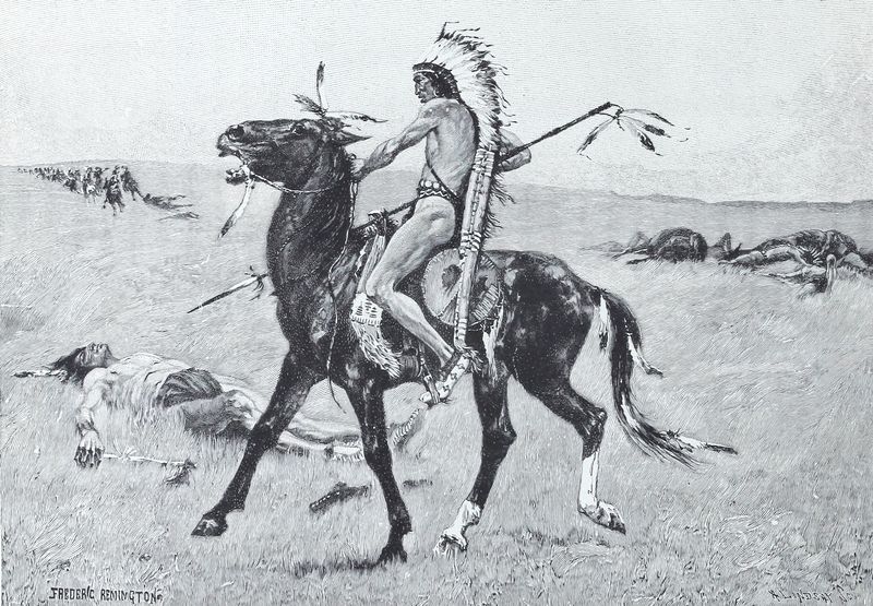 Indian on horseback with a lance