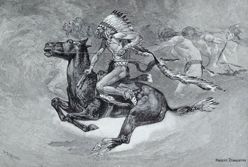 Indian galloping on horseback