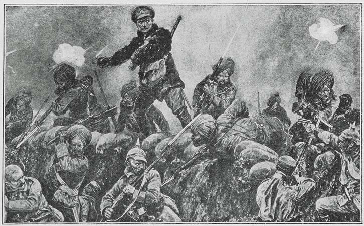 BRITISH INDIAN TROOPS CHARGING THE GERMAN TRENCHES