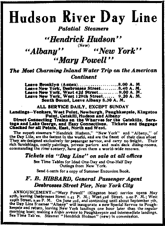 advert - Hudson River Day Line