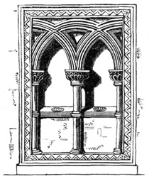 Semi-Norman double Piscina, Jesus College Chapel,
Cambridge.