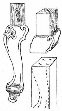 Fig. 210.—Dowelling a
Cabriole Leg.