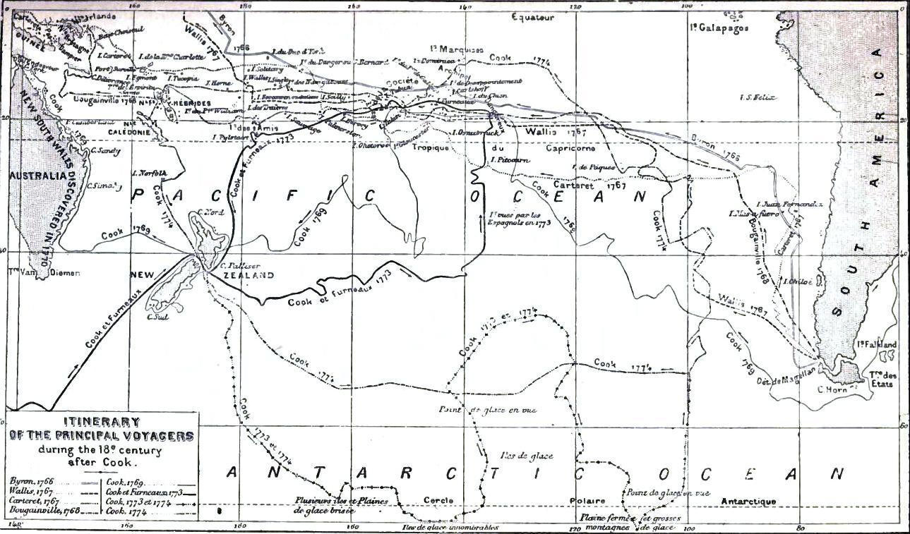 Itinerary of the principal voyagers during the 18th century, after Cook