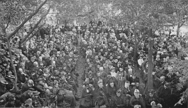 SCENE IN GARDEN, AT WHITTIER'S FUNERAL