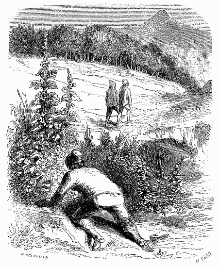 Il se trouva bientt dans la campagne et distingua deux
hommes sur un sentier. (Page 77.)