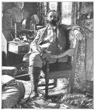 MR. HALL CAINE IN HIS STUDY
(From a photograph by A. M. Pettit)