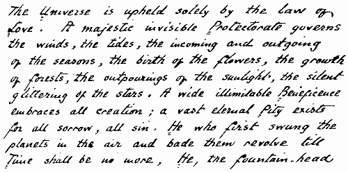 FACSIMILE OF MARIE CORELLI'S MS. AS PREPARED FOR THE PRESS

A page of the "Romance of Two Worlds"