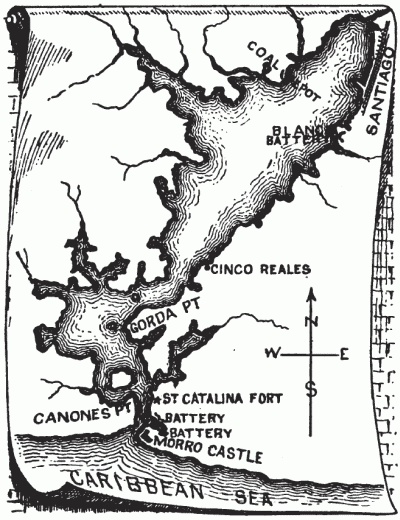 MAP OF HARBOR OF SANTIAGO DE CUBA.