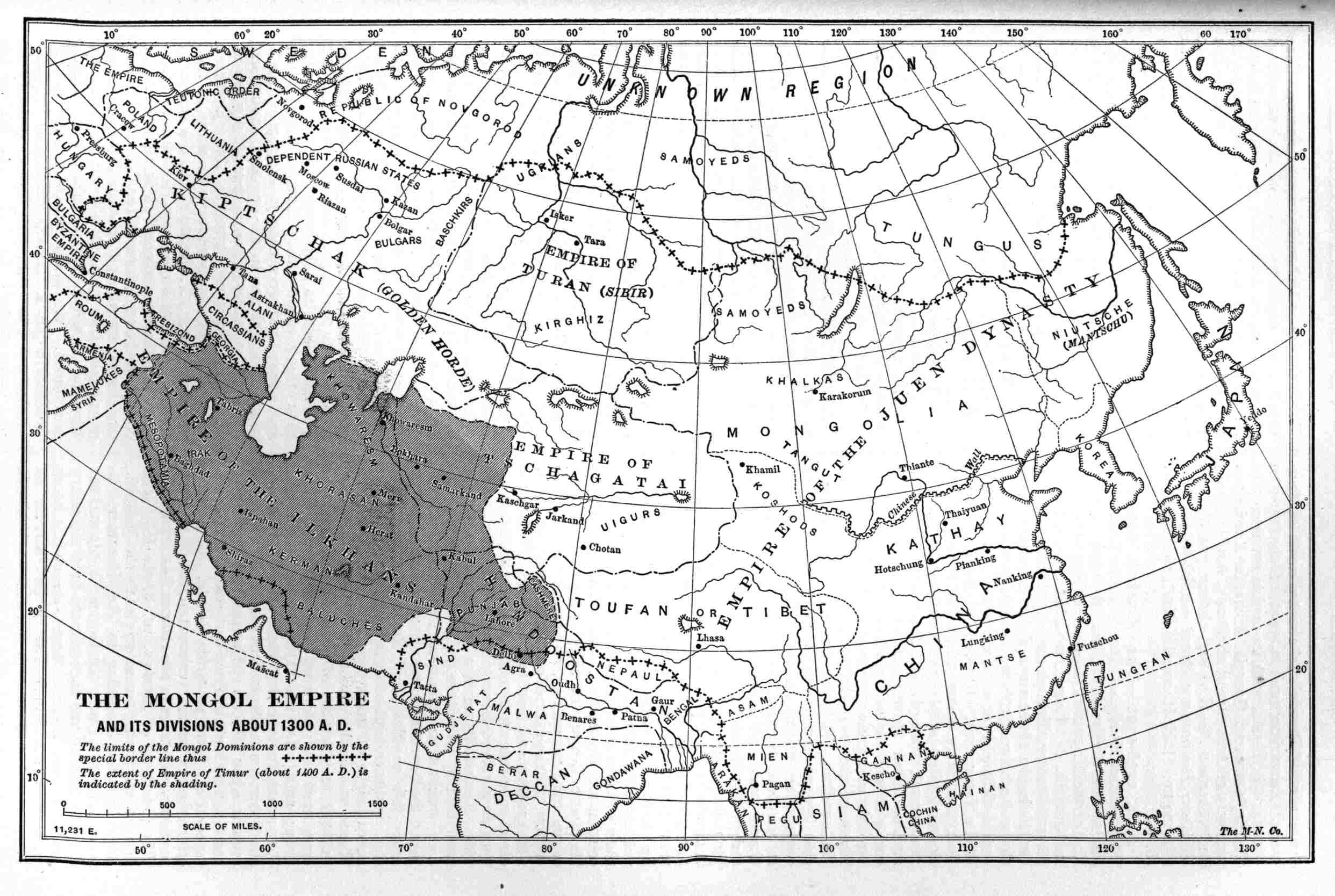 Map of the Mongol Empire, A. D. 1300.