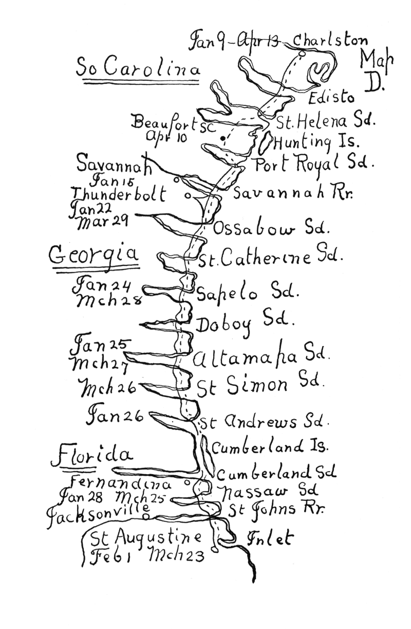 Map D: Charleston to St. Augustine